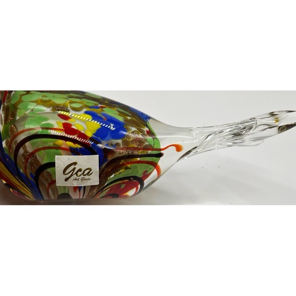 Gea Art Glass Paperweight Bird Murano Style Multicolor - Picture 3 of 5